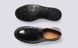 Camden | Mens Wholecut Derby in Black Leather | Grenson - Top and Sole View