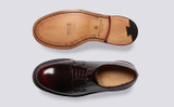 Camden | Mens Wholecut Derby in Burgundy Leather | Grenson - Top and Sole View