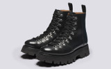 Nanette | Womens Black Hiker Boots with Flared Sole  | Grenson - Main View