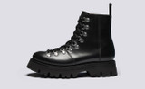 Nanette | Womens Black Hiker Boots with Flared Sole  | Grenson - Side View