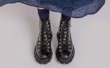 Nanette | Womens Black Hiker Boots with Flared Sole  | Grenson - Lifestyle View 2