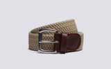 Woven Elastic Belt | Unisex Belt in Beige | Grenson - Main View
