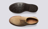 Camden | Mens Wholecut Derby in Mushroom Suede | Grenson - Top and Sole View