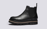 Kenny | Mens Chelsea Boots in Black with Shearling | Grenson - Side View