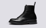 Jude | Mens Derby Boots in Black Leather | Grenson - Side View