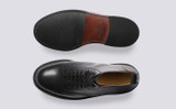 Jude | Mens Derby Boots in Black Leather | Grenson - Top and Sole View