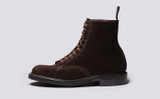 Jude | Mens Derby Boots in Brown Suede | Grenson - Side View