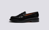 Epsom | Mens Black Loafers in Bookbinder Leather | Grenson - Side View