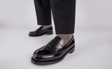 Epsom | Mens Black Loafers in Bookbinder Leather | Grenson - Lifestyle View 2