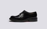Camden | Womens Derby Shoes in Black Leather - Side View