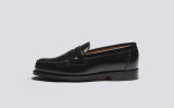 Epsom | Womens Loafers in Black Bookbinder Leather | Grenson - Side View