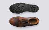 Vincent | Mens Derby Boots in Dark Brown Grain | Grenson - Top and Sole View