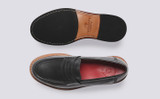 Raleigh | Mens Loafers in Black Leather | Grenson - Top and Sole View