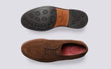 Mac | Mens Derby Shoes in Brown Toffee Suede | Grenson - Top and Sole View