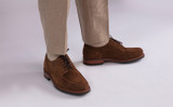 Mac | Mens Derby Shoes in Brown Toffee Suede | Grenson - Lifestyle View