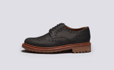 Archie | Mens Brogues in Black Nubuck | Grenson - Side View