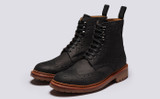 Fred | Mens Brogue Boots in Black Nubuck | Grenson - Main View