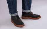 Fred | Mens Brogue Boots in Black Nubuck | Grenson - Lifestyle View