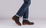 Fred | Mens Brogue Boots in Black Nubuck | Grenson - Lifestyle View 2
