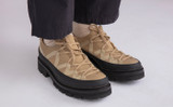 Samson | Mens Hiker Shoes in Khaki Canvas | Grenson - Lifestyle View