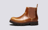 Latimer | Mens Chelsea Boots in Tan Gloss Leather | Grenson - Side View