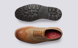 Stanley | Mens Brogues in Ginger Burnished Nubuck | Grenson - Top and Sole View