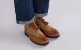 Stanley | Mens Brogues in Ginger Burnished Nubuck | Grenson - Lifestyle View 2