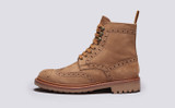 Fred | Mens Brogue Boots in Brown Nubuck | Grenson - Side View