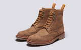 Fred | Mens Brogue Boots in Brown Nubuck | Grenson - Main View