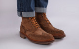 Fred | Mens Brogue Boots in Brown Nubuck | Grenson - Lifestyle View