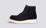 Asa | Mens Derby Boots in Navy Suede | Grenson - Side View