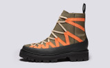 Jeanette | Womens Hiker Boots in Khaki Canvas | Grenson - Side View