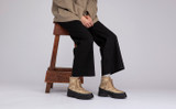 Jeanette | Womens Hiker Boots in Beige Canvas | Grenson - Lifestyle View