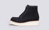 Anya | Womens Derby Boots in Navy Suede | Grenson - Side View