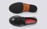 Susie | Womens Loafers in Black Leather | Grenson - Top and Sole View