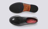 Caitlyn | Womens Derby Shoes in Black Leather | Grenson - Top and Sole View