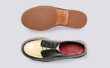 Caitlyn | Womens Derby Shoes in Green Gloss Leather | Grenson - Top and Sole View