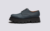 Evie | Womens Derby Shoes in Navy Rubberised Leather | Grenson - Side View