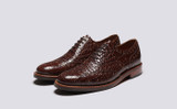 Evangeline | Womens Brogues in Brown Printed Leather | Grenson - Main View