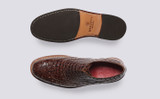 Evangeline | Womens Brogues in Brown Printed Leather | Grenson - Top and Sole View