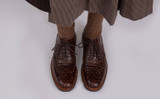 Evangeline | Womens Brogues in Brown Printed Leather | Grenson - Lifestyle View