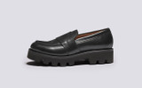 Susie | Womens Loafers in Black Leather Rubber Sole | Grenson - Side View