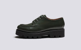 Caitlyn | Womens Derby Shoes in Green Leather Rubber Sole | Grenson - Side View