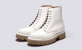 Halle | Womens Boots in White Rubberised Leather | Grenson - Main View