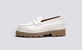 Lyndsey | Womens Loafers in White Rubberised Leather | Grenson - Side View