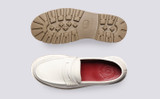 Lyndsey | Womens Loafers in White Rubberised Leather | Grenson - Top and Sole View