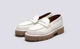 Lyndsey | Womens Loafers in White Rubberised Leather | Grenson - Main View