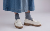 Lyndsey | Womens Loafers in White Rubberised Leather | Grenson - Lifestyle View