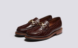 Nina | Womens Loafers in Brown Printed Leather | Grenson - Main View