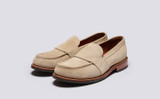 Ernie | Mens Loafers in Beige Suede | Grenson - Main View